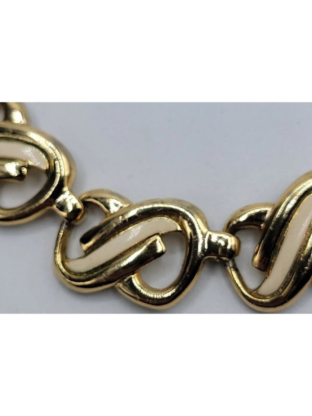 Vtg HR Paris Helena Rubinstein Gold Tone Enamel Interlocking Choker Necklace 16" - Picture 12 of 16